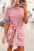 Striped Tie-Front Mini Dress