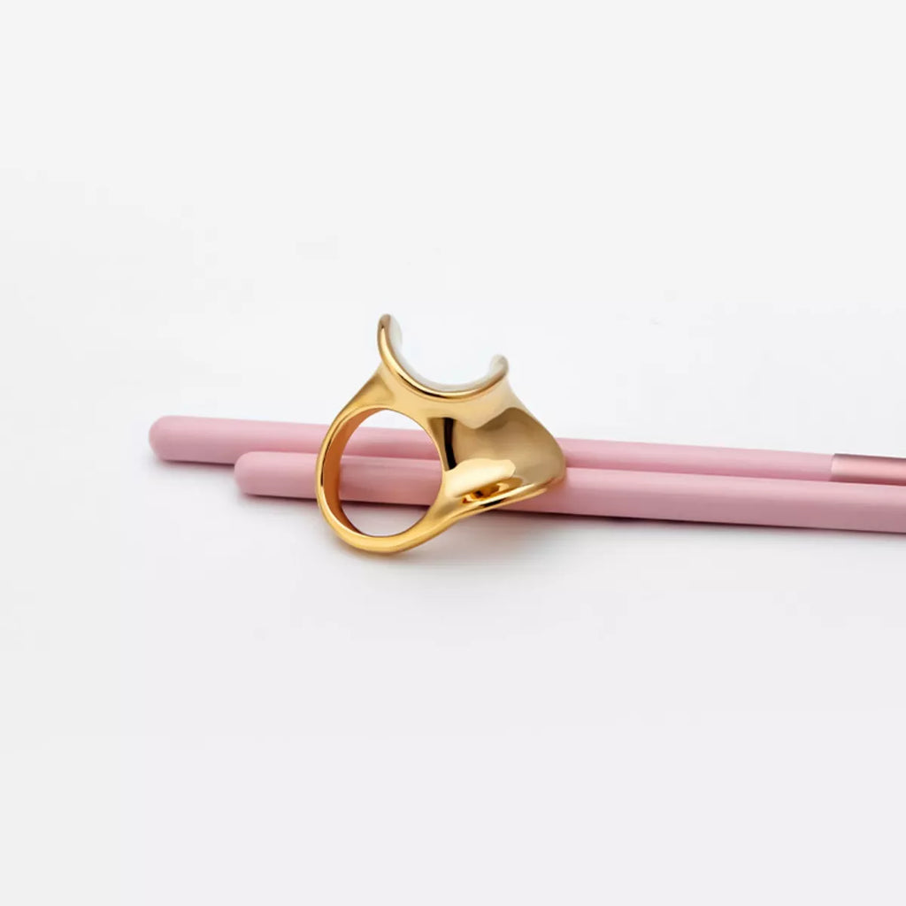 18K Gold-Plated Copper Geometric Sculptural Ring