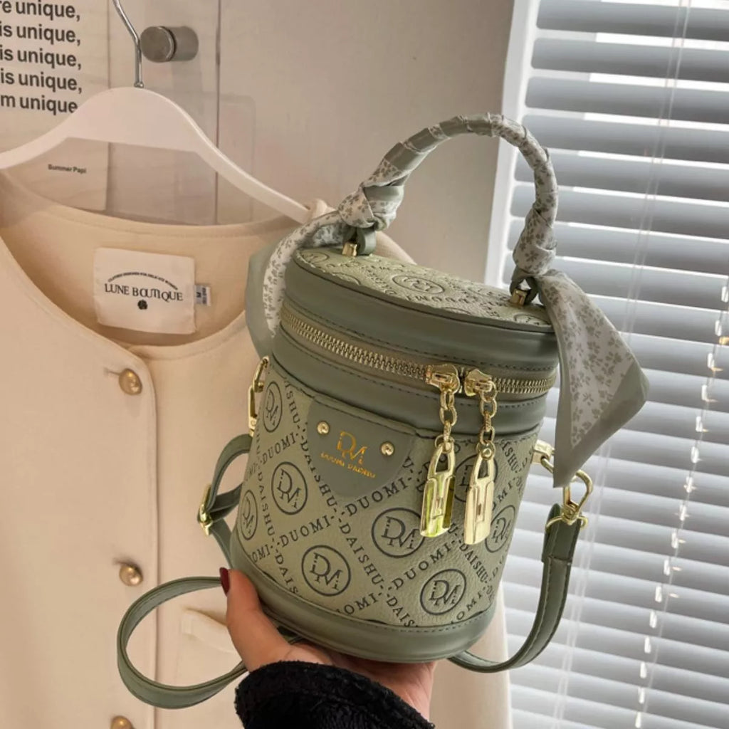Letter Adjustable Strap Bucket Bag