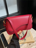 Solid Color Leather Crossbody Bag