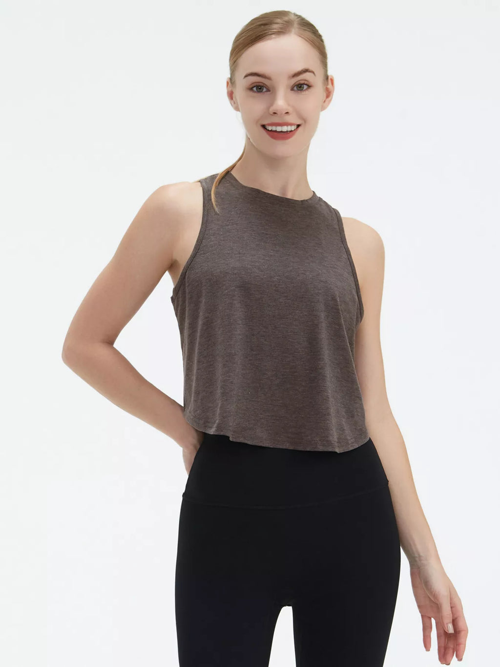 Cutout Back Round Neck Active Tank