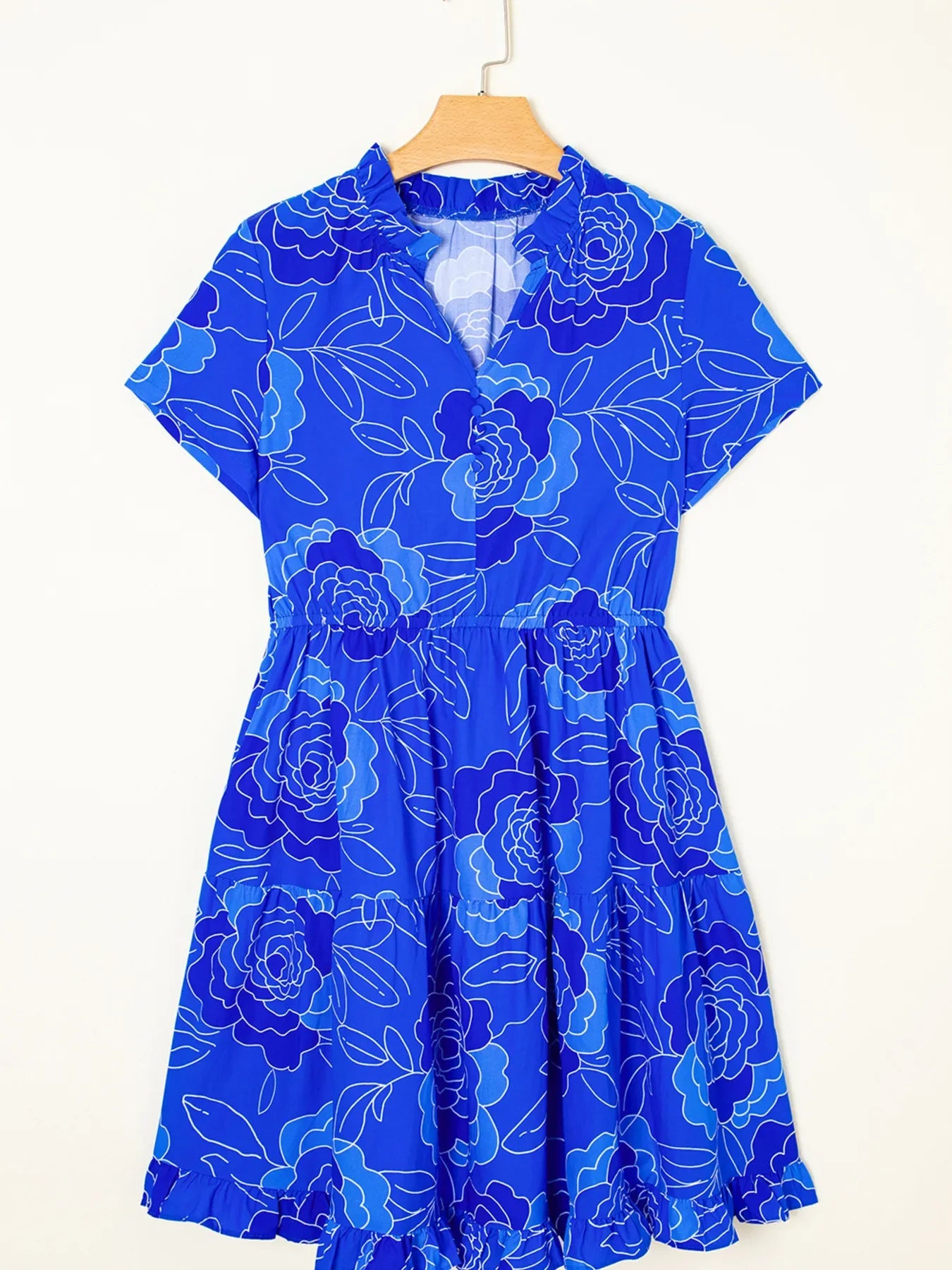 Ruffled Hem Short Sleeve Flowy Mini Dress