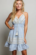 POL Eyelet Embroidered Smocked Waist Mini Dress