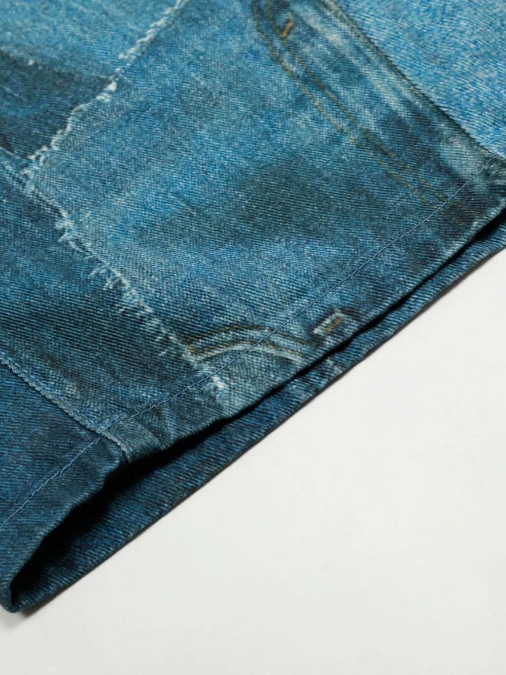 Men's Washed Patchwork Wide Leg Curved Jeans