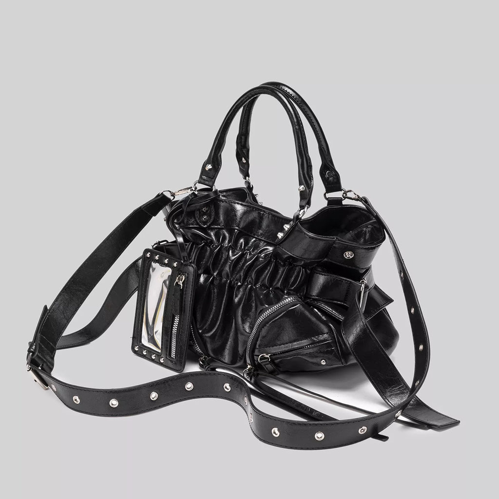 Ruched Leather Crossbody Bag