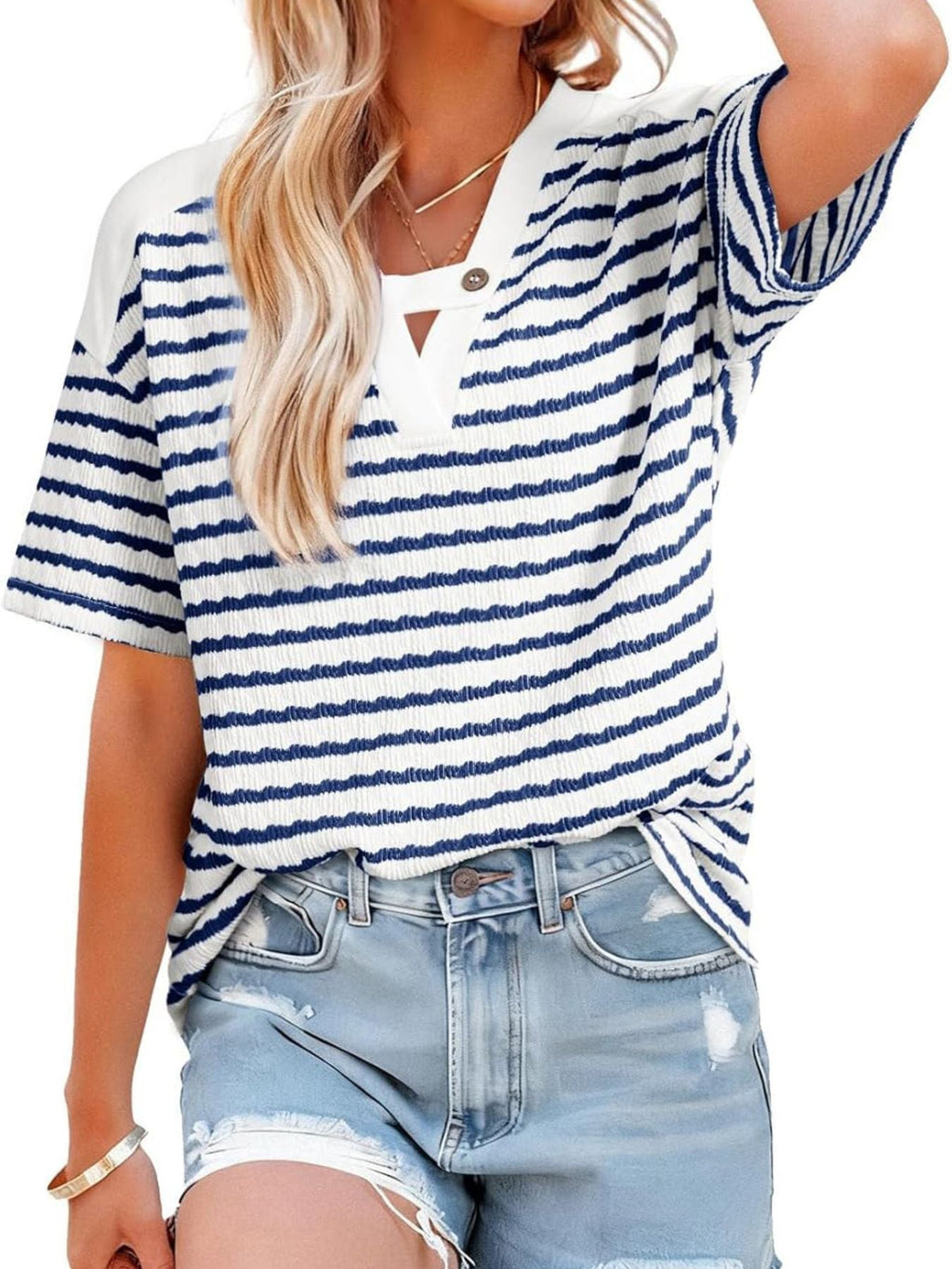Striped Short Sleeve Casual T-Shirt