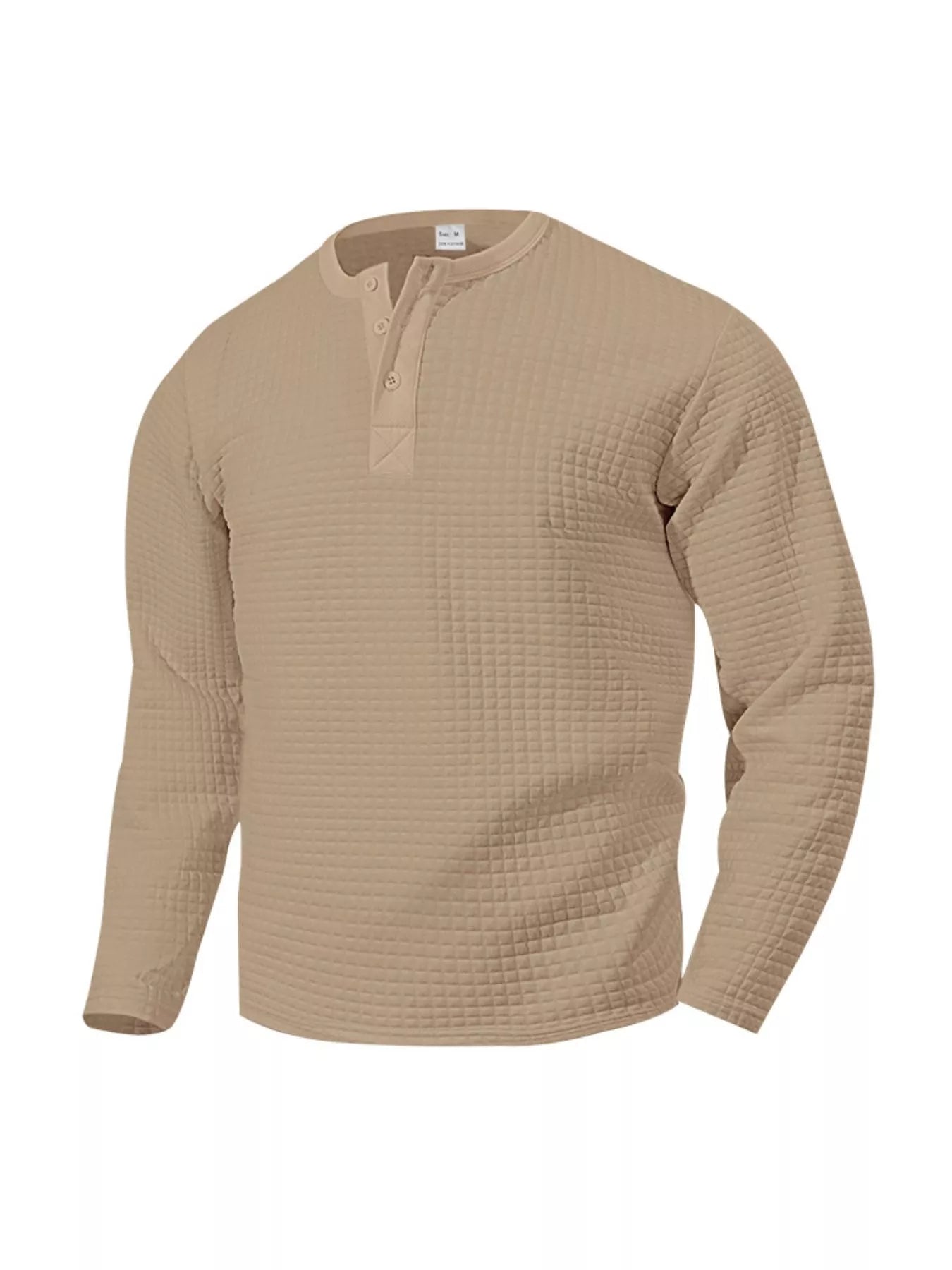 Men's Plus Size Casual Waffle Knit Henley T-Shirt