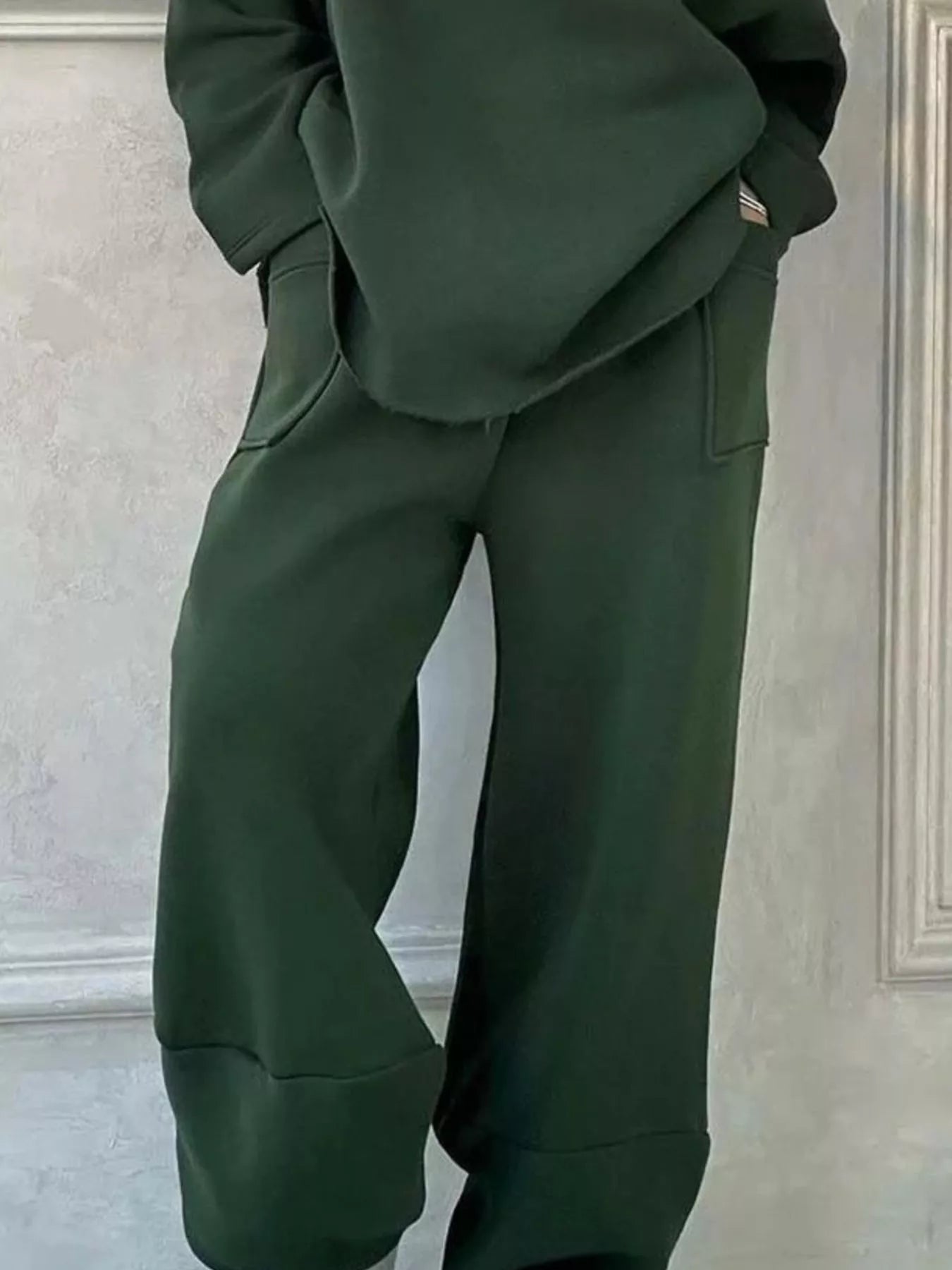 Full Size Oversized Round Neck Top and Pants Set Plus Size