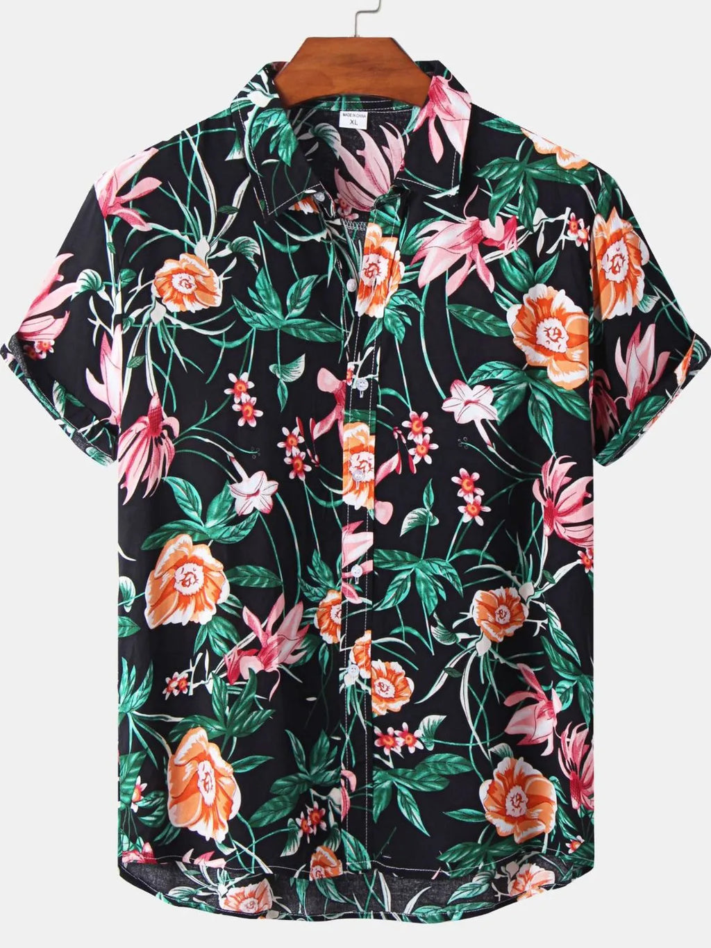 Men's Plus Size Floral Print Short Sleeve Hawaiian Shirt