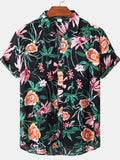 Men's Plus Size Floral Print Short Sleeve Hawaiian Shirt