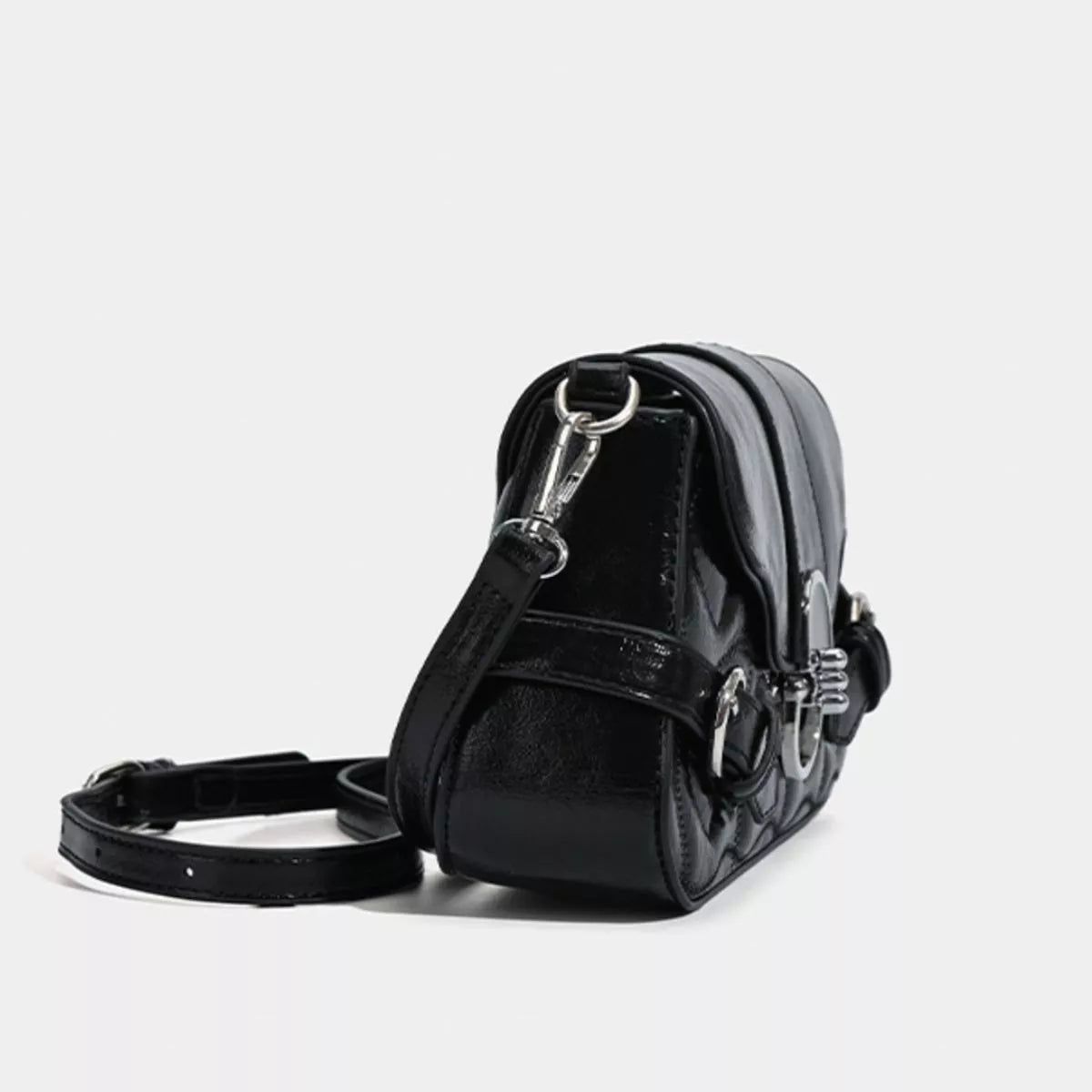 Quilted Flap Buckle Decor Crossbody Bag