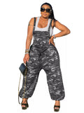 Casual Camouflage Square Neck Overalls