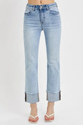 RISEN High Rise Straight Cuffed Relaxed Jeans