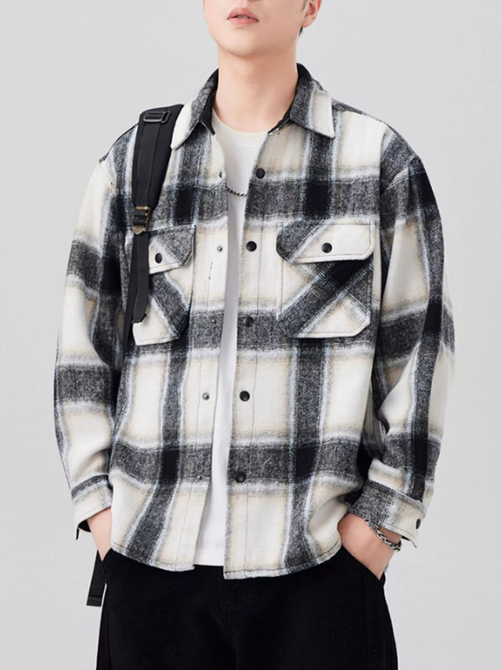 Men's Plaid Button Up Long Sleeve Shirt