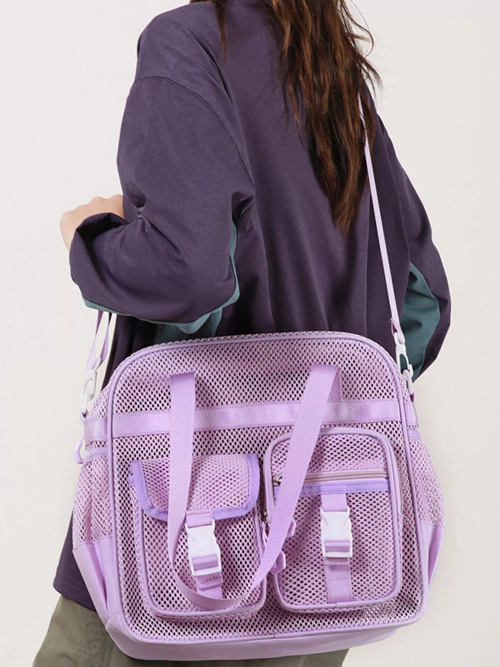 Nylon Crossbody Bag with Buckle Details