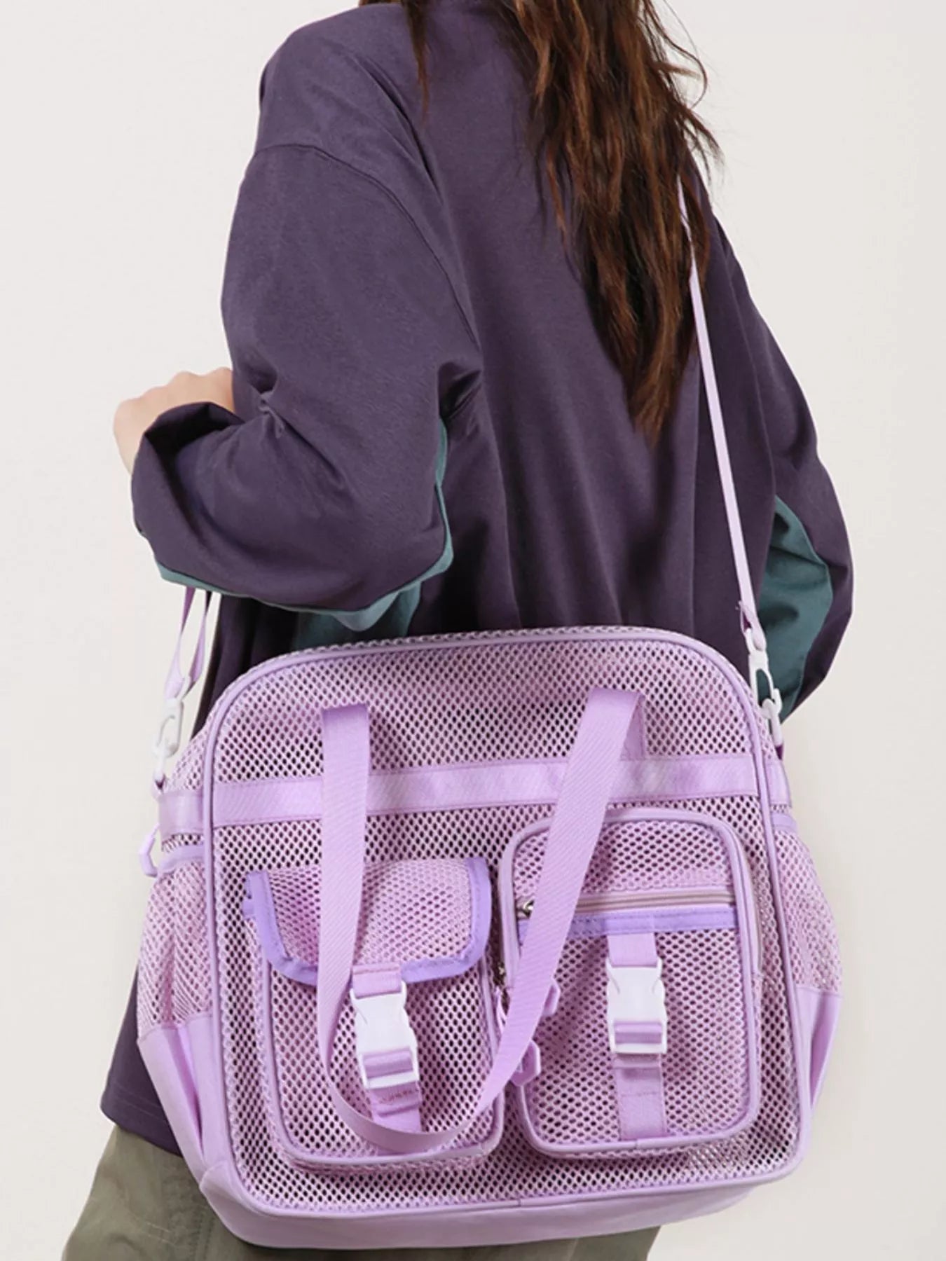 Nylon Crossbody Bag with Buckle Details
