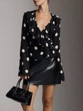 Polka Dot Ruffle V-Neck Blouse
