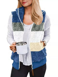Color Block Zip Up Vest Coat
