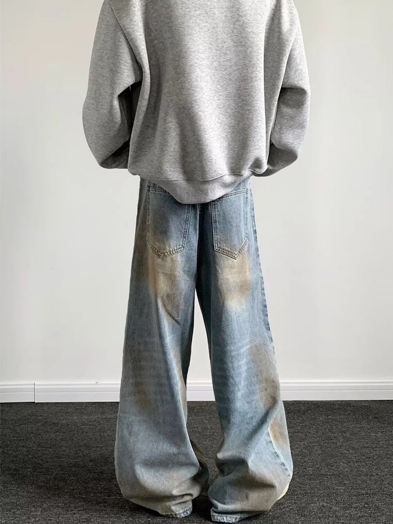 Men's Full Size Wash Wide Leg Jeans Plus Size