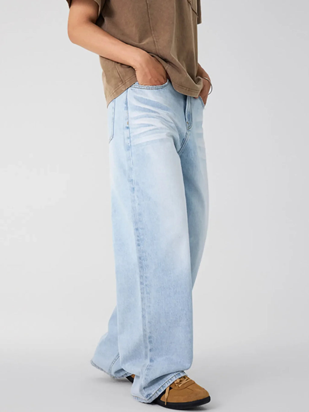 Men's Wash Wide Leg Jeans