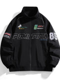 Men's Racing-Inspired Zip Up Bomber Jacket