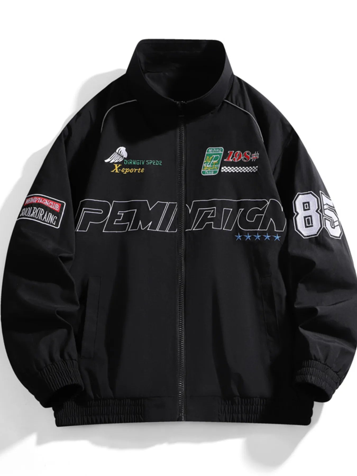 Men's Racing-Inspired Zip Up Bomber Jacket