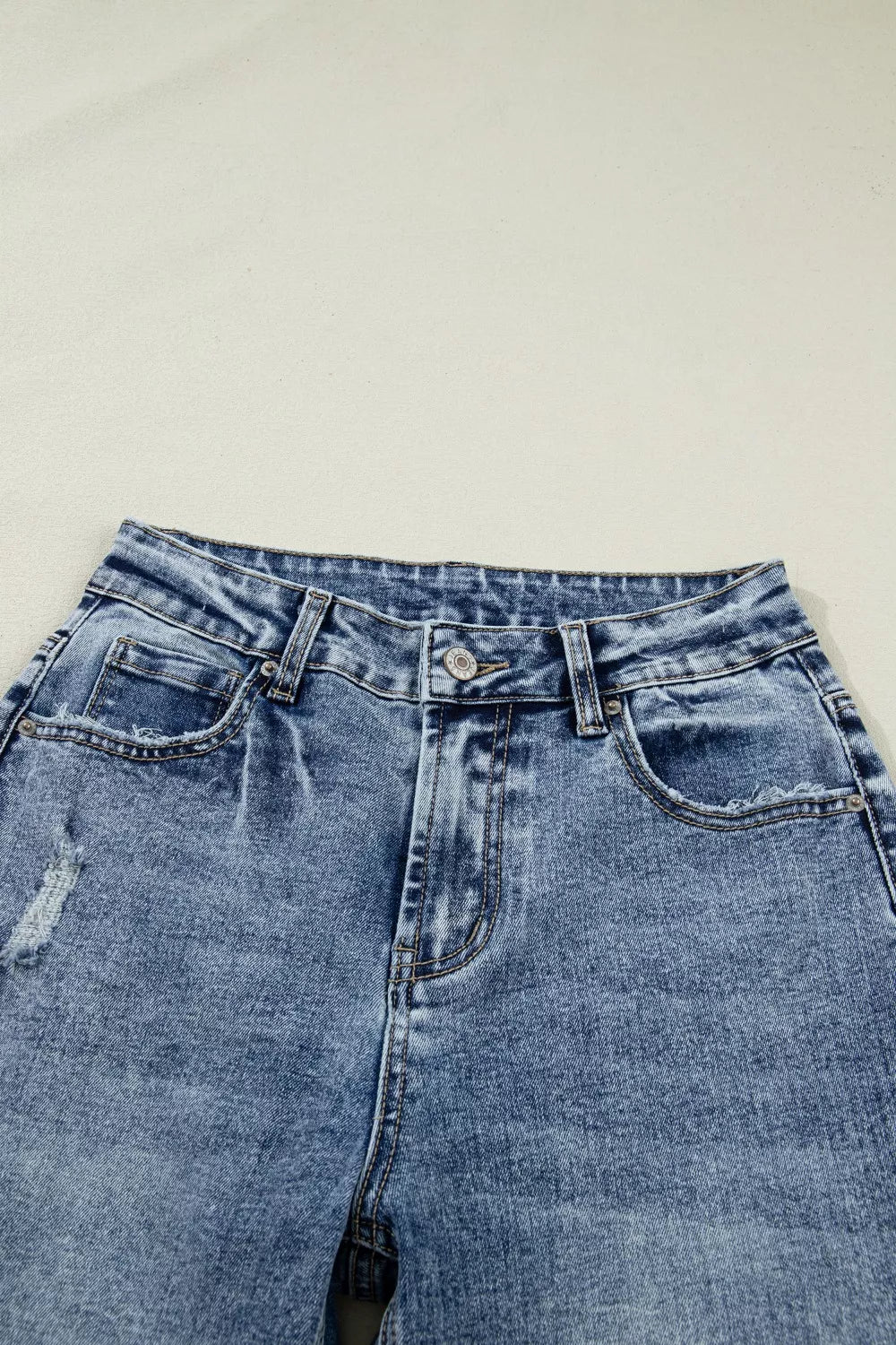 Cuffed Straight Loose Jeans