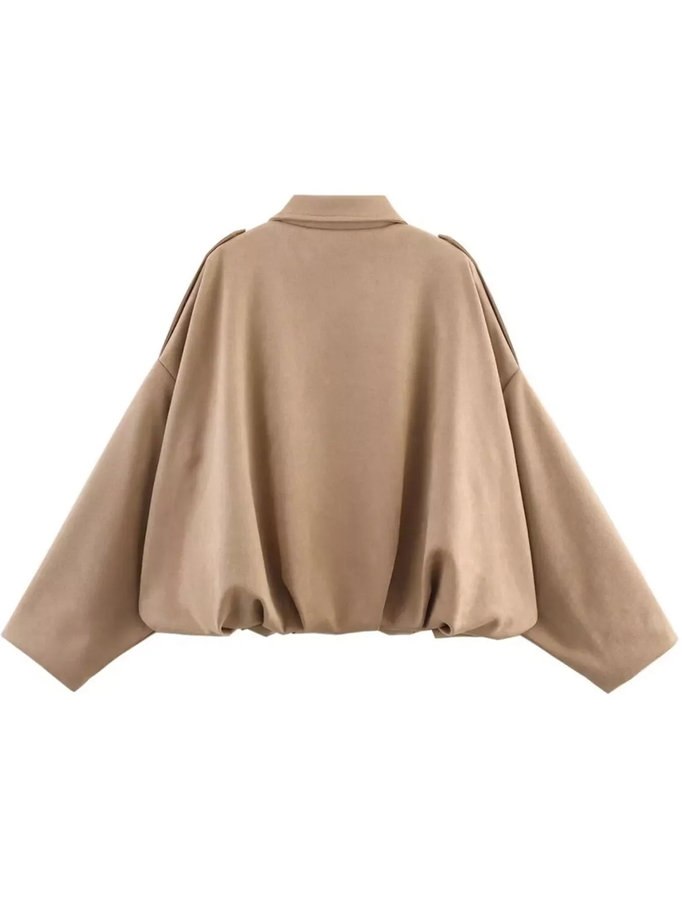 Collared Neck Dropped Shoulder Jacket