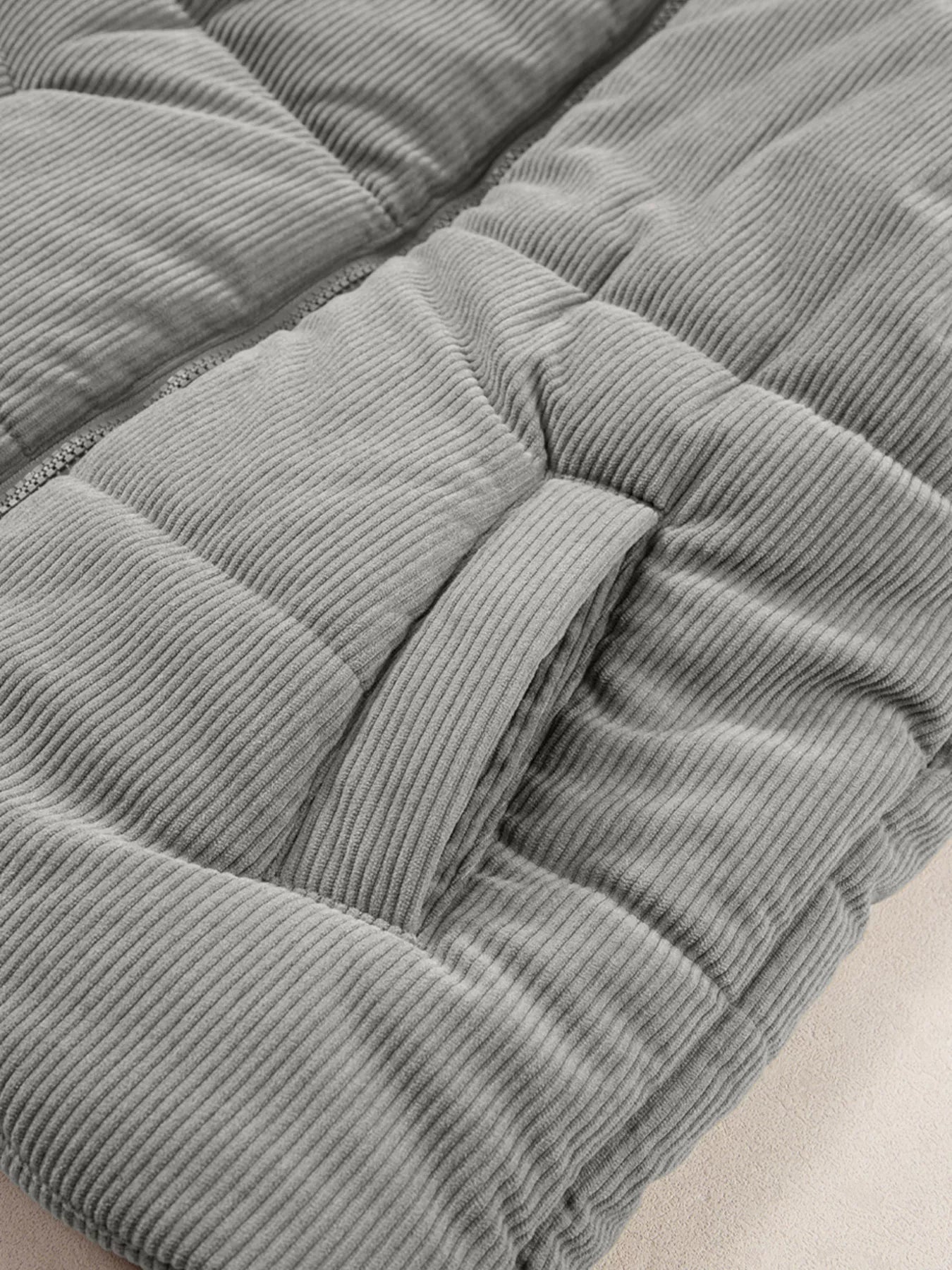 Corduroy Stand Neck Zipped Puffer Vest