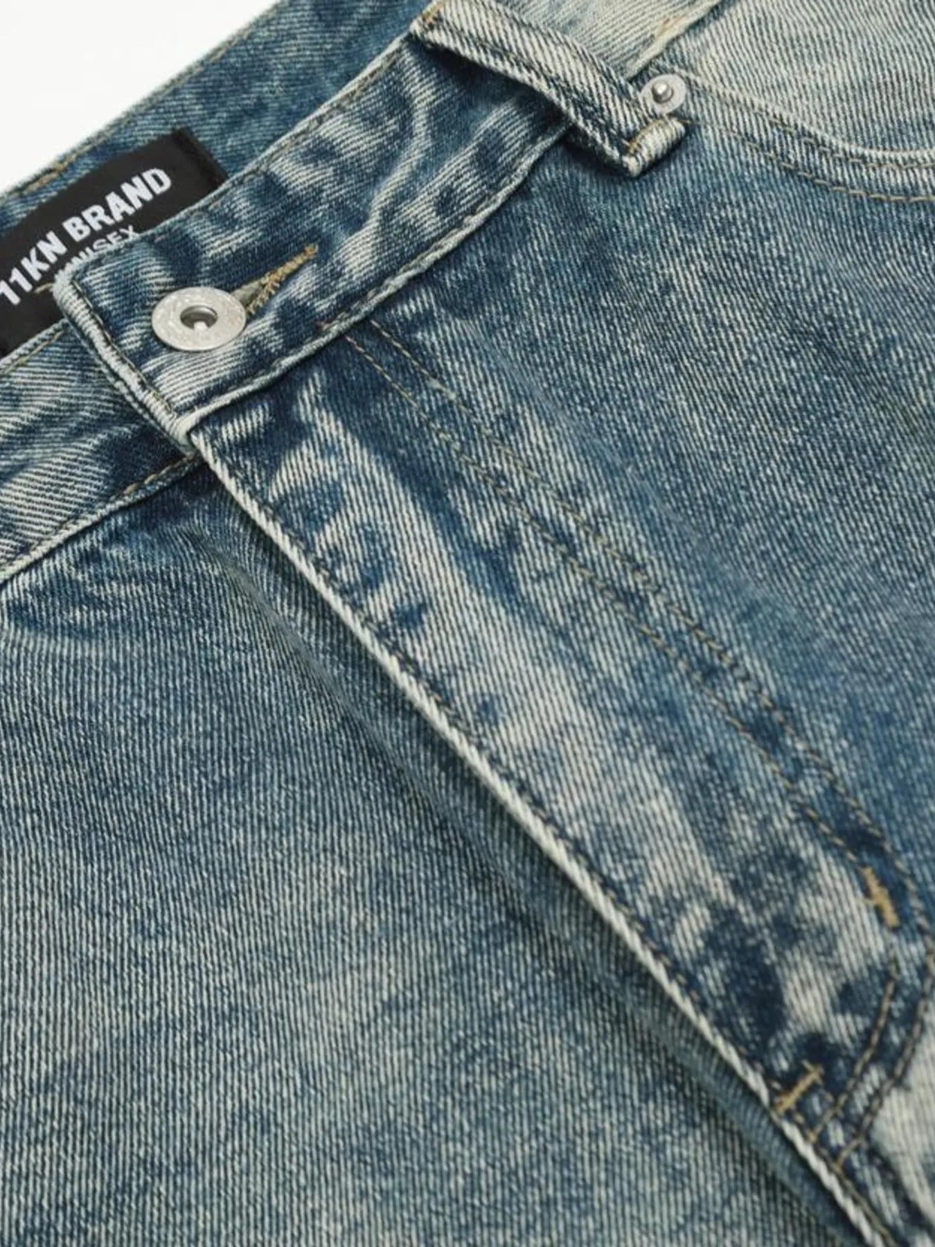 Men's Distressed Wide Leg Vintage Wash Jeans
