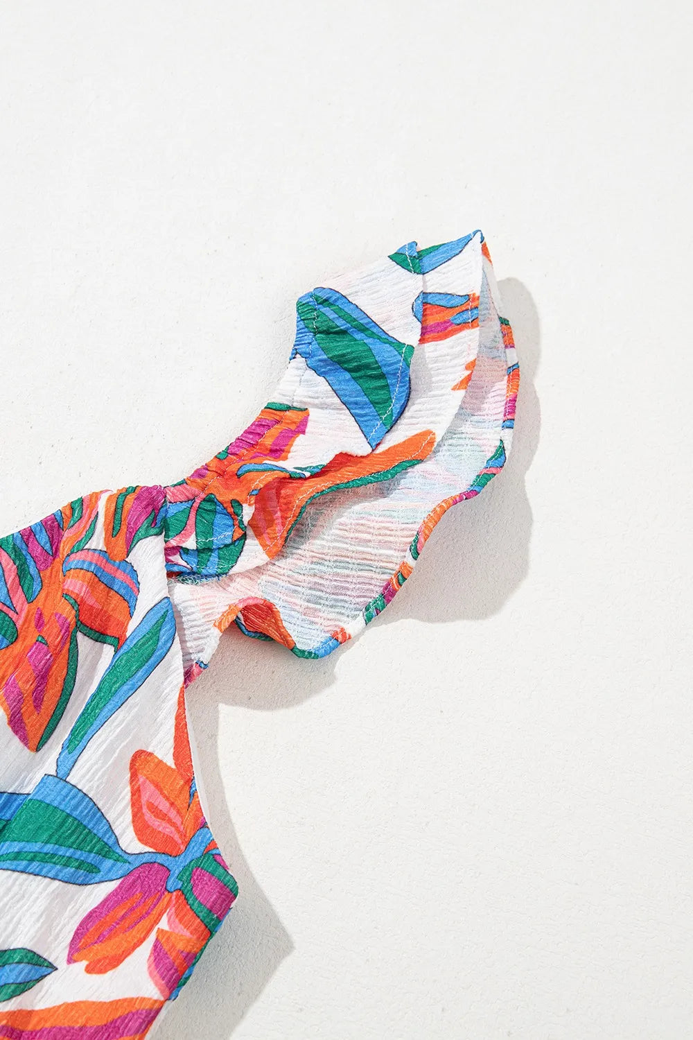 Floral Ruffled Strap V Neck Maxi Dress