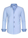 Men's Full Size Button-Down Casual Shirt with Contrast Cuffs Plus Size