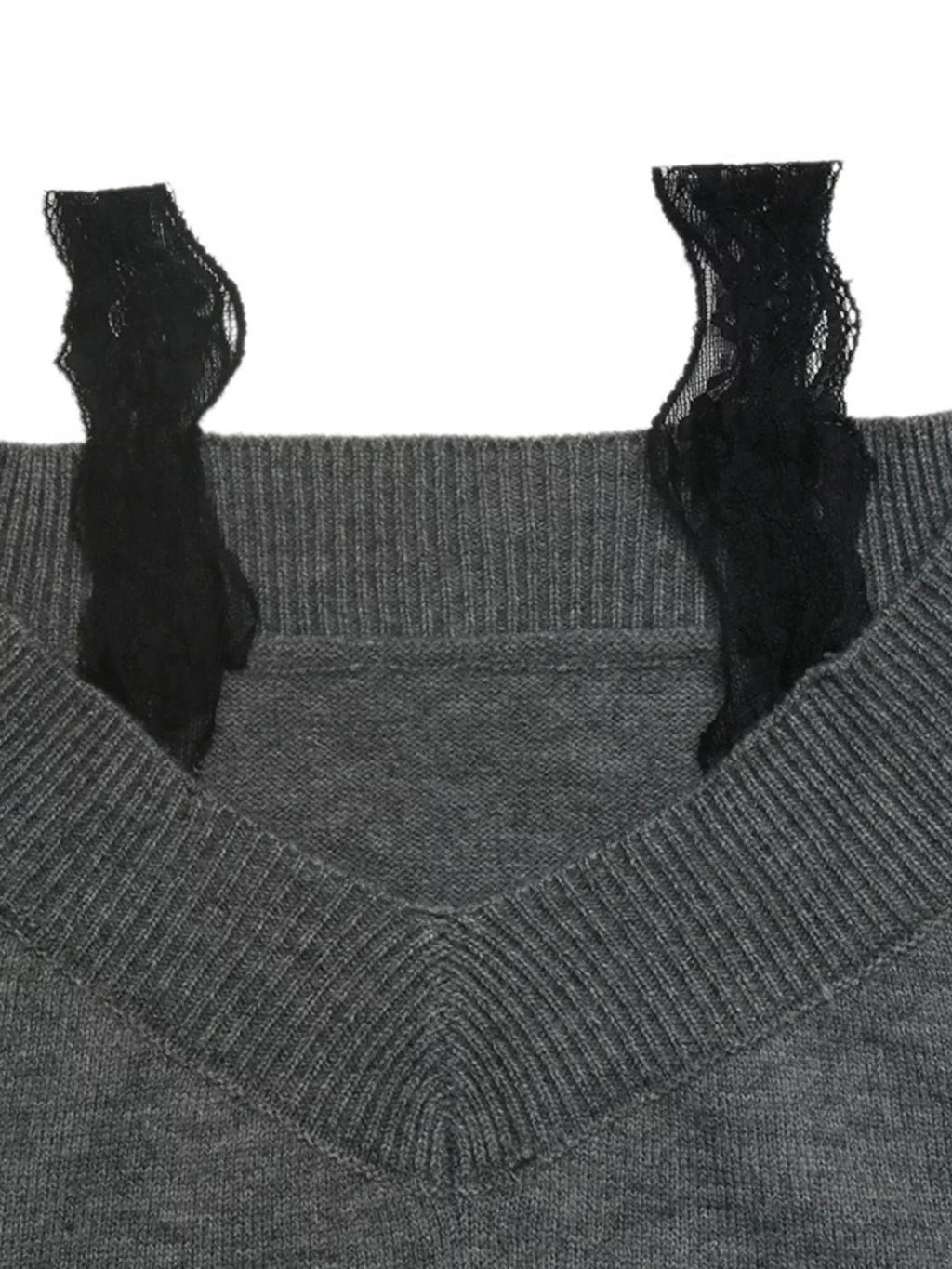 Off-Shoulder Lace Trim Sweater