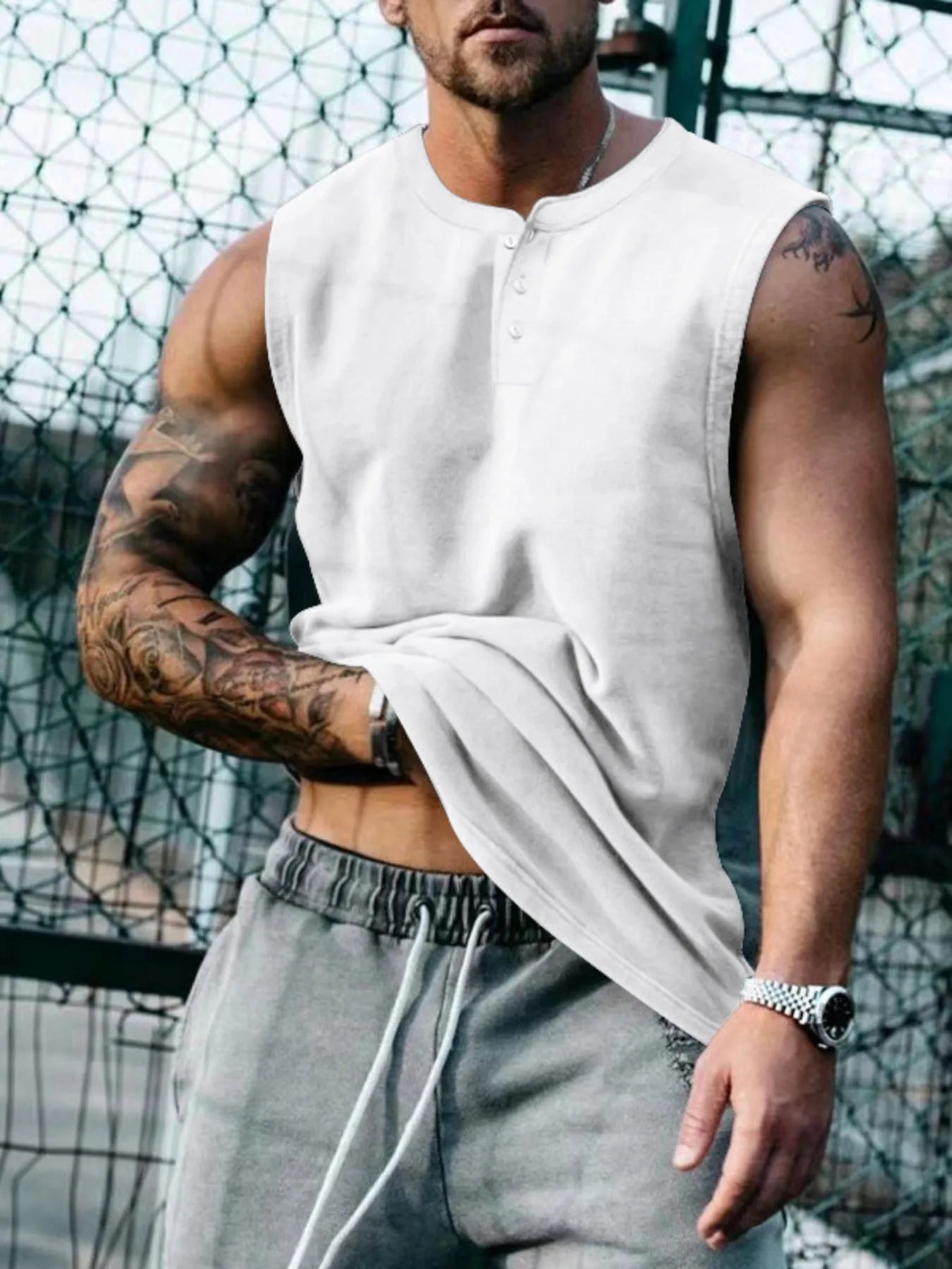 Men's Plus Size Round Neck Tank