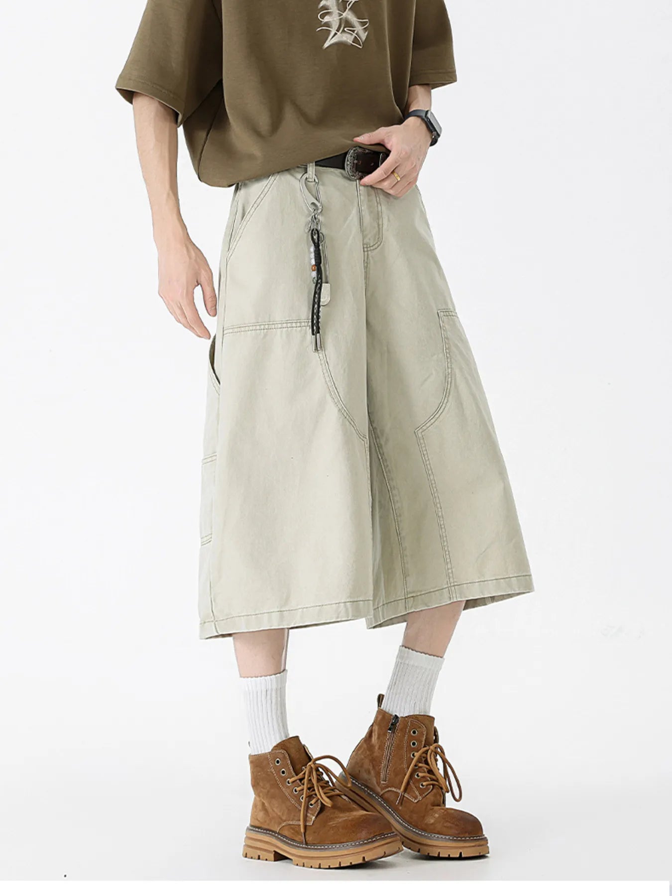 Men's Full Size Wide Leg Cargo Denim Shorts Plus Size