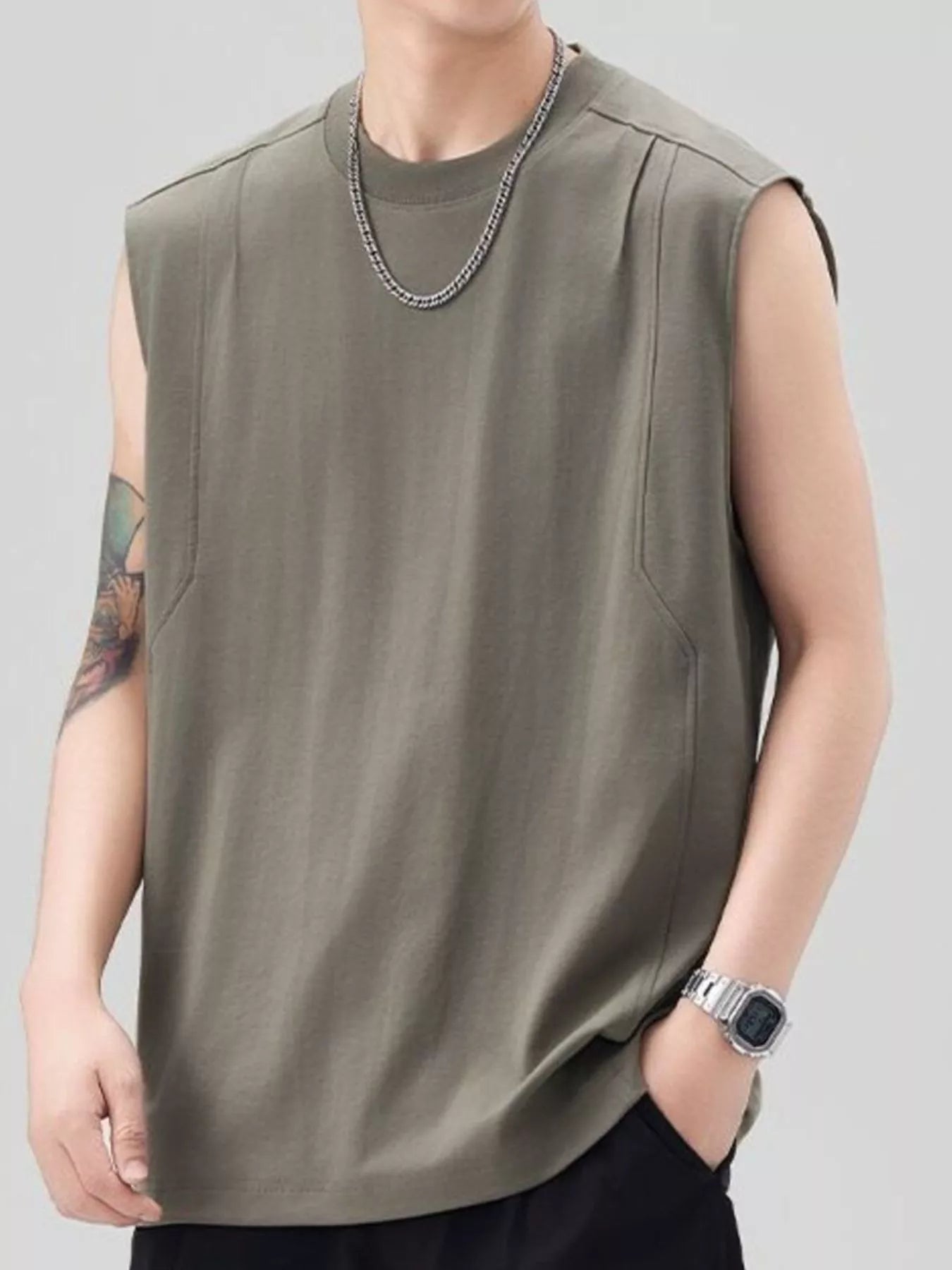 Men's Plus Size Solid Color Casual Tank Top