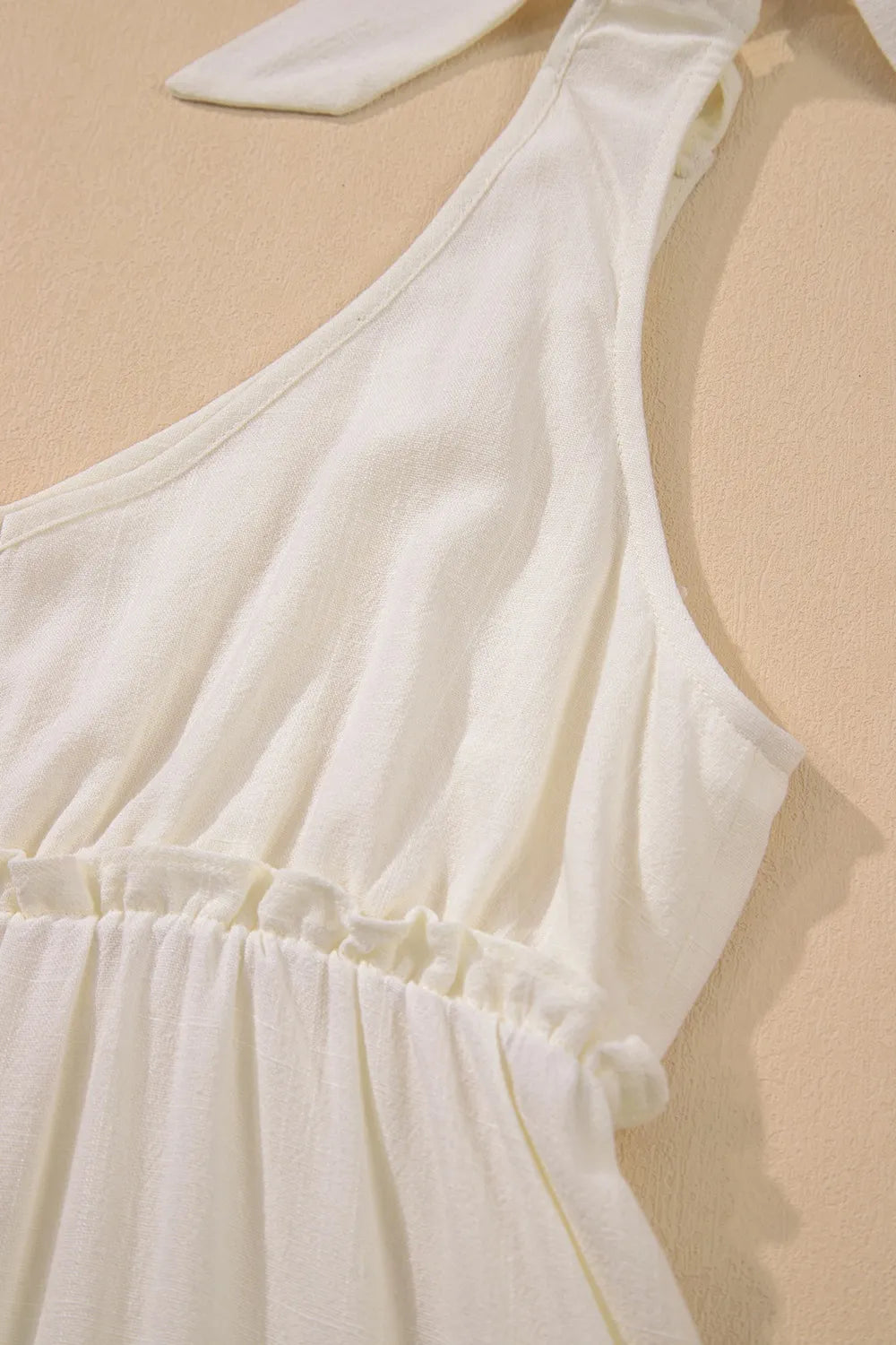 Solid Color Tied Straps Ruffle Tiered Mini Dress