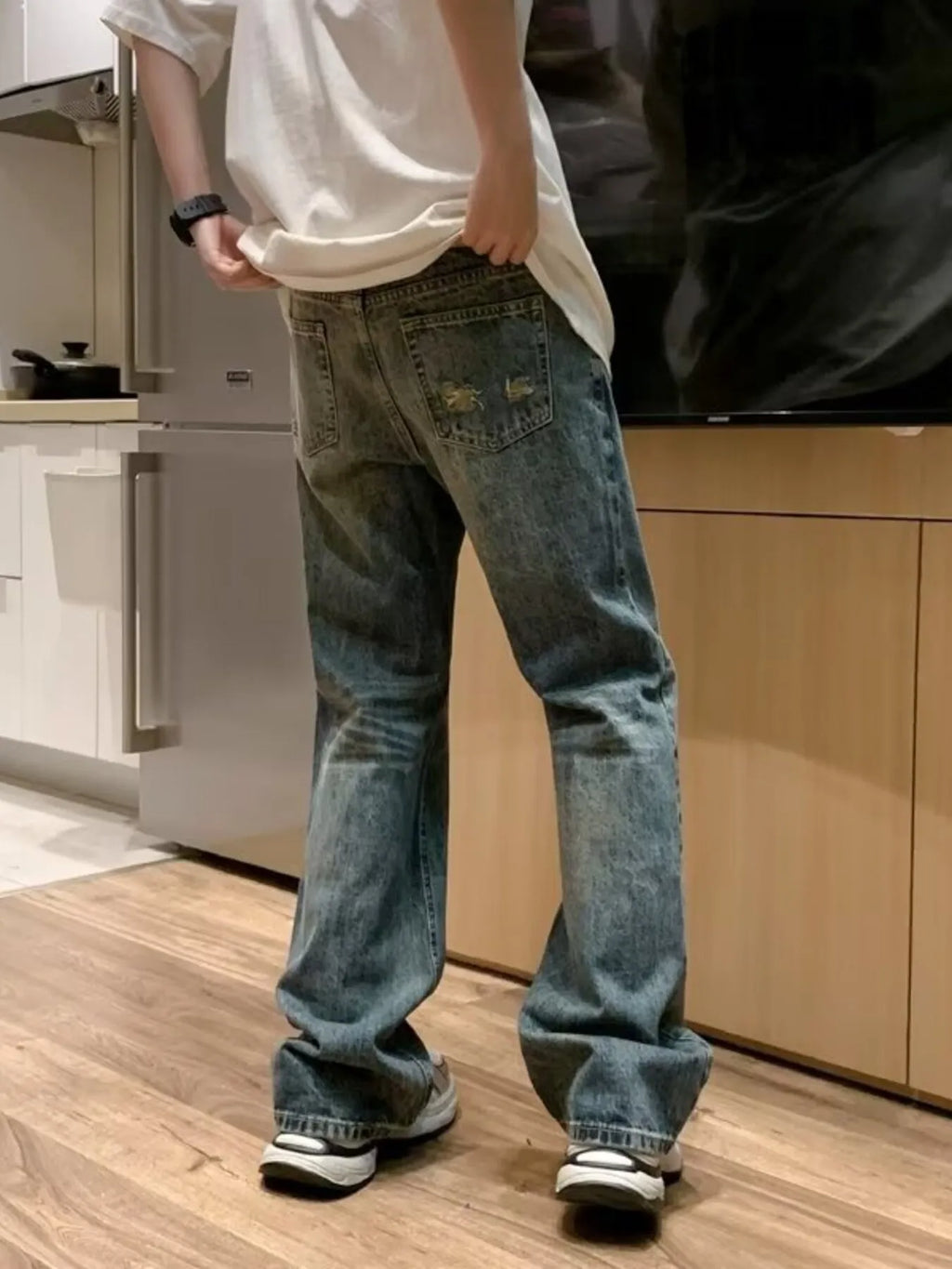 Men's Full Size Wash Loose Fit Jeans Plus Size