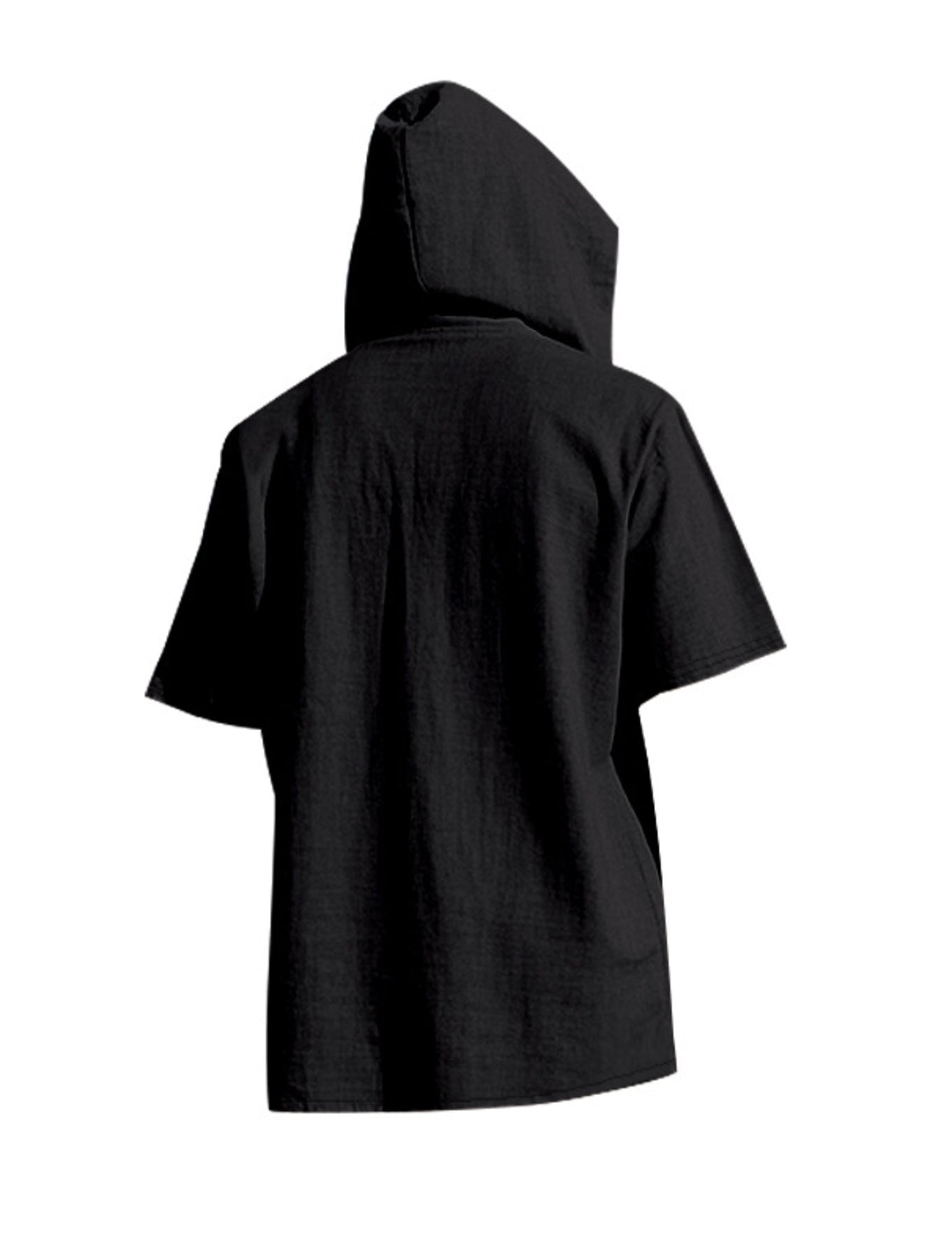 Men's Full Size Casual Short Sleeve Hooded Shirt Plus Size