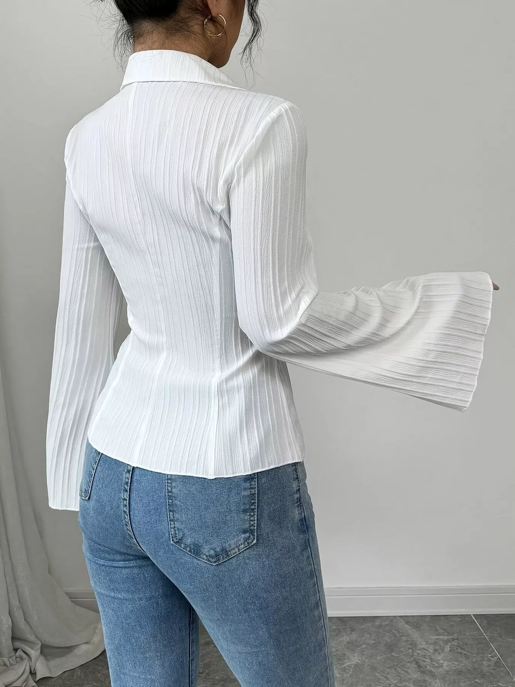 Flare Sleeve Button Up Shirt