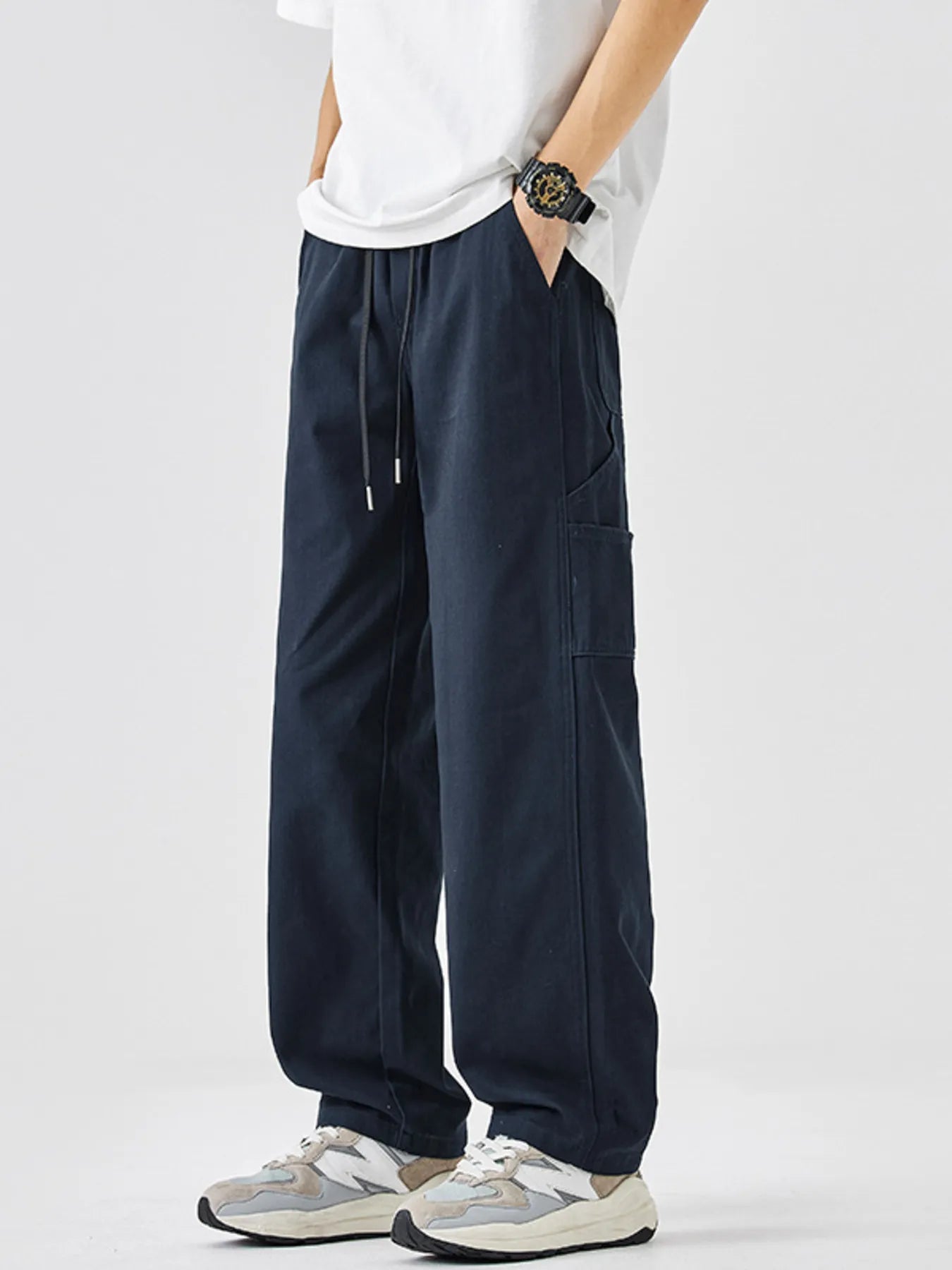Men's Plus Size Drawstring Wide Leg Pants