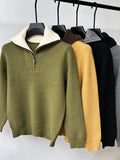 Men's Plus Size Zip Collar Long Sleeve Sweater