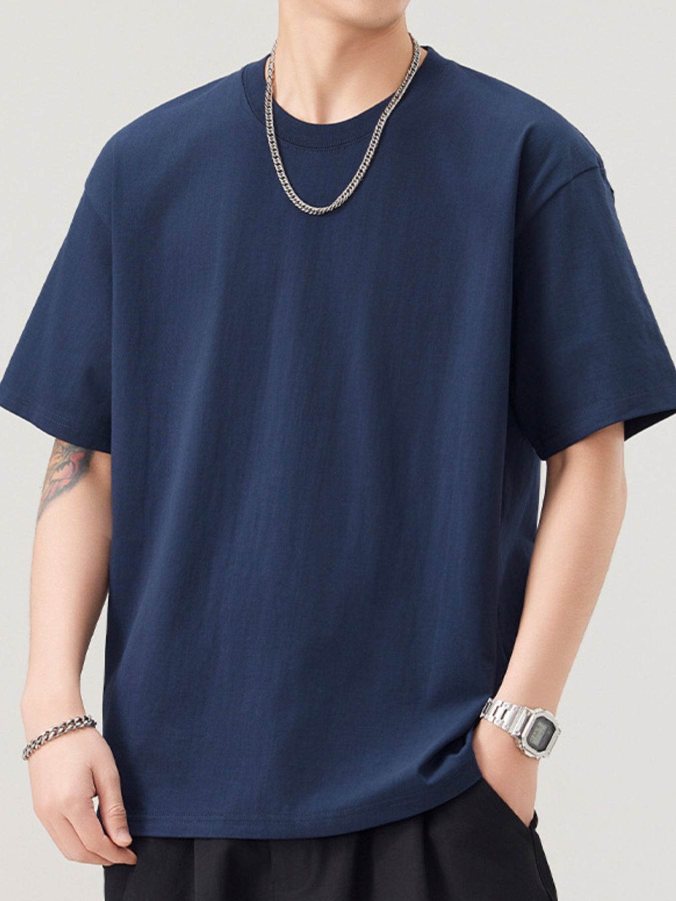 Men's Plus Size Solid Color Casual Loose T-Shirt