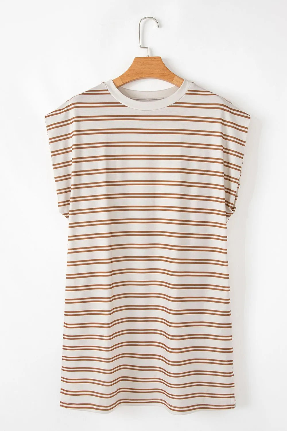 Stripe Round Neck Sleeveless Pocketed Mini Dress