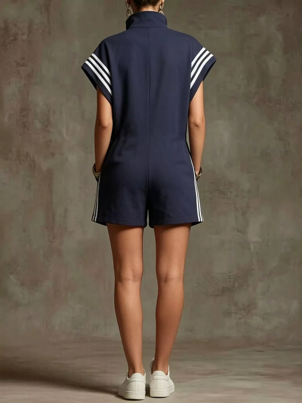 Striped Zip Front Romper
