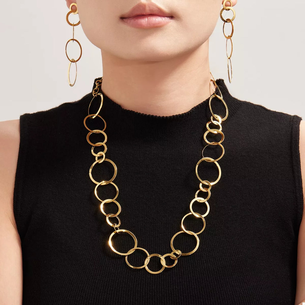 18K Gold-Plated Titanium Steel Round Earrings