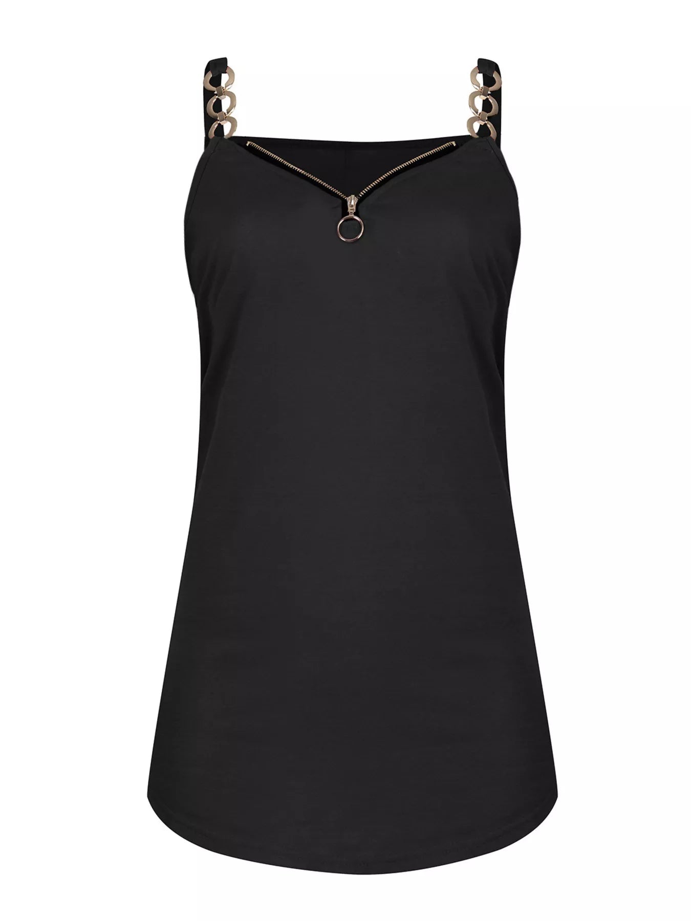 Zipper Detail Chain Strap Cami