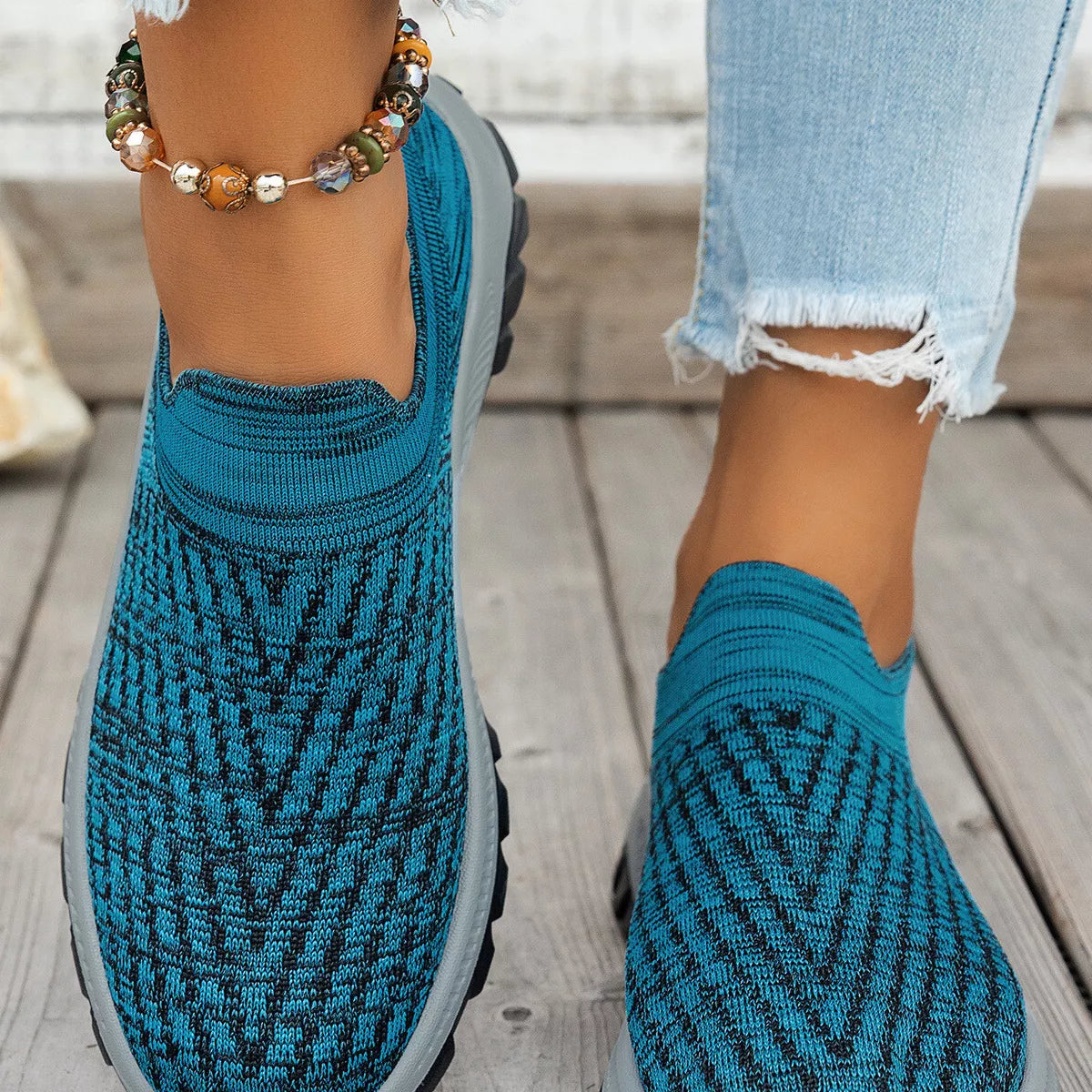 Round Toe Mesh Slip-Ons