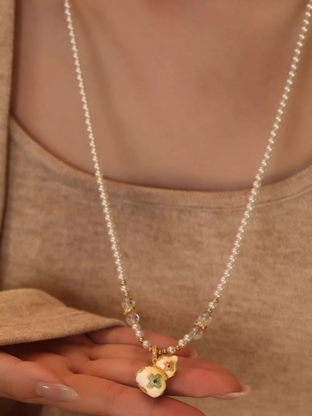 18K Gold-Plated Gourd Pendant Necklace