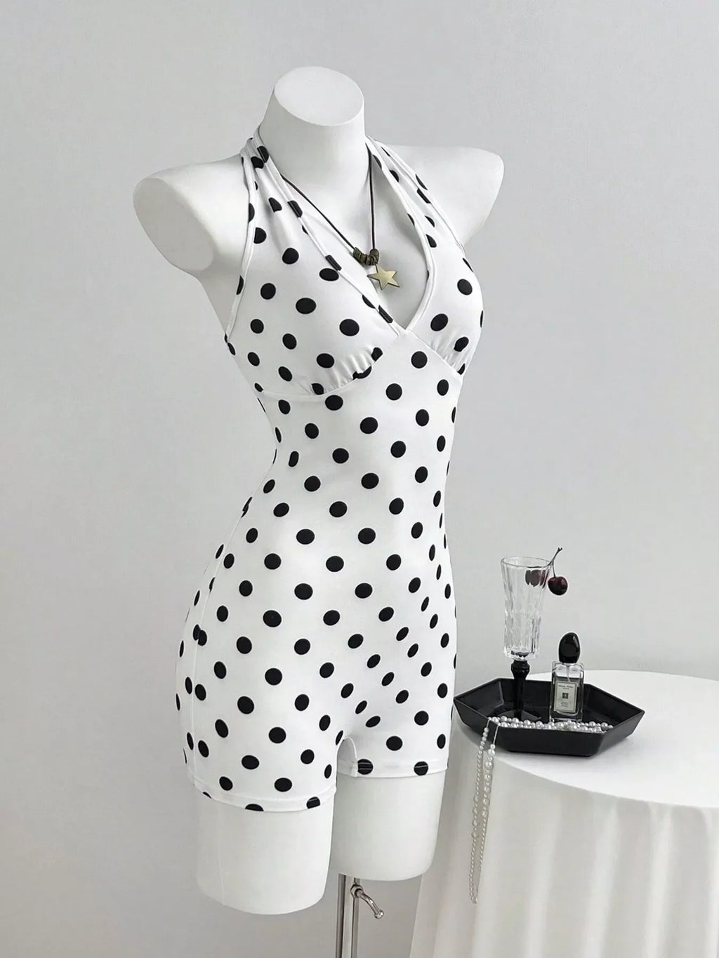 Polka Dot Halter Neck Romper